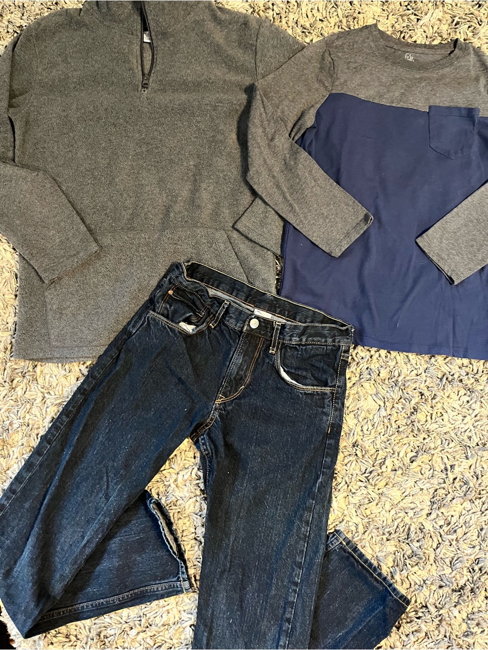 Boys Size 14 Back to School Bundle Jeans Fleece & Long Sleeve Shirt